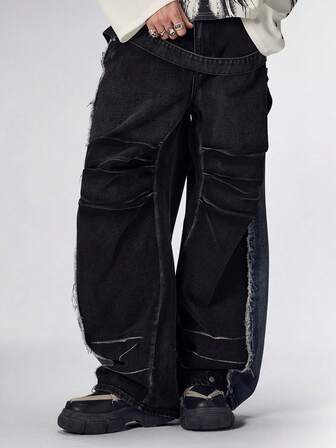 Street Life Herren Jeans im Used-Look mit Patchwork Punk-Stil