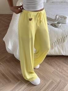 CovetEZ Women's Casual Wear 2026 New Style Basic Sweet Fashion Home Wear Versatile Yellow Cartoon Cute Bear Casual Pants - Pale Yellow - View 4