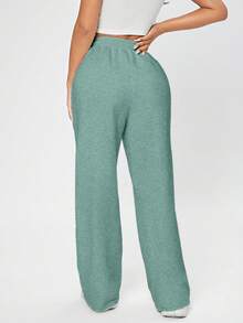 EURMUSE Drawstring Waist Slant Pocket Spring Clothes Sweatpants - Mint Green - View 2