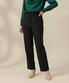 Pantalón de vestir para dama tela tipo sastrera pierna recto tiro alto - Negro - Ver 3