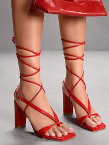 CUCCOO SZL صنادل نسائية عصرية بكعب وأربطة