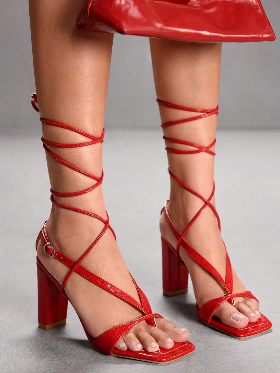 CUCCOO SZL صنادل نسائية عصرية بكعب وأربطة