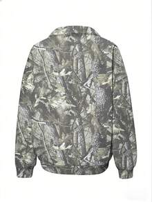 Glimmora Women's Loose Casual Sweatshirt With Digital Print, Stand Collar And Half-Open Hem - Multicolor - View 2