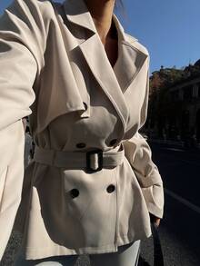 DAZY Women's Casual Double-Breasted Trench Coat