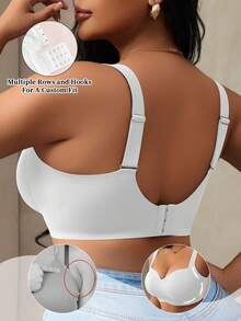 DesireSculpt 1 pieza Sujetador sin costuras con aros y copas moldeadas para mujer, con soporte lateral y ajustable, cómodo - Blanco - Ver 2