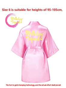 1pc Girls Birthday Bathrobe, Thin Dressing Gown, Pajamas, Nightdress, Wedding, Birthday, Gift, Vacation, Party - Pink - View 8
