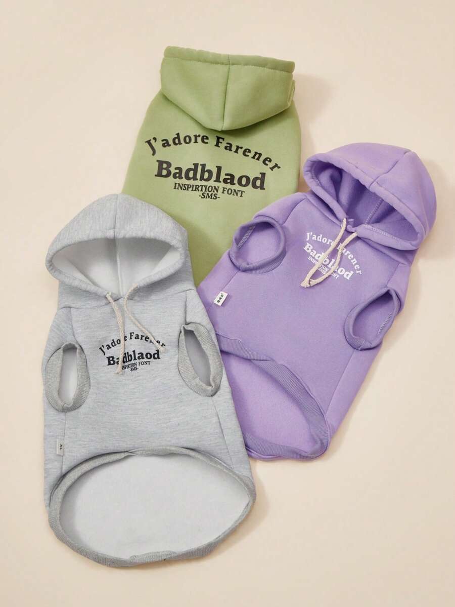 PETSIN 1 Pc Pet Cat Dog Handsome Fashion Purple Casual English Comfortable Warm Sleeveless Hooded Dog Hoodie - Purple - View 1