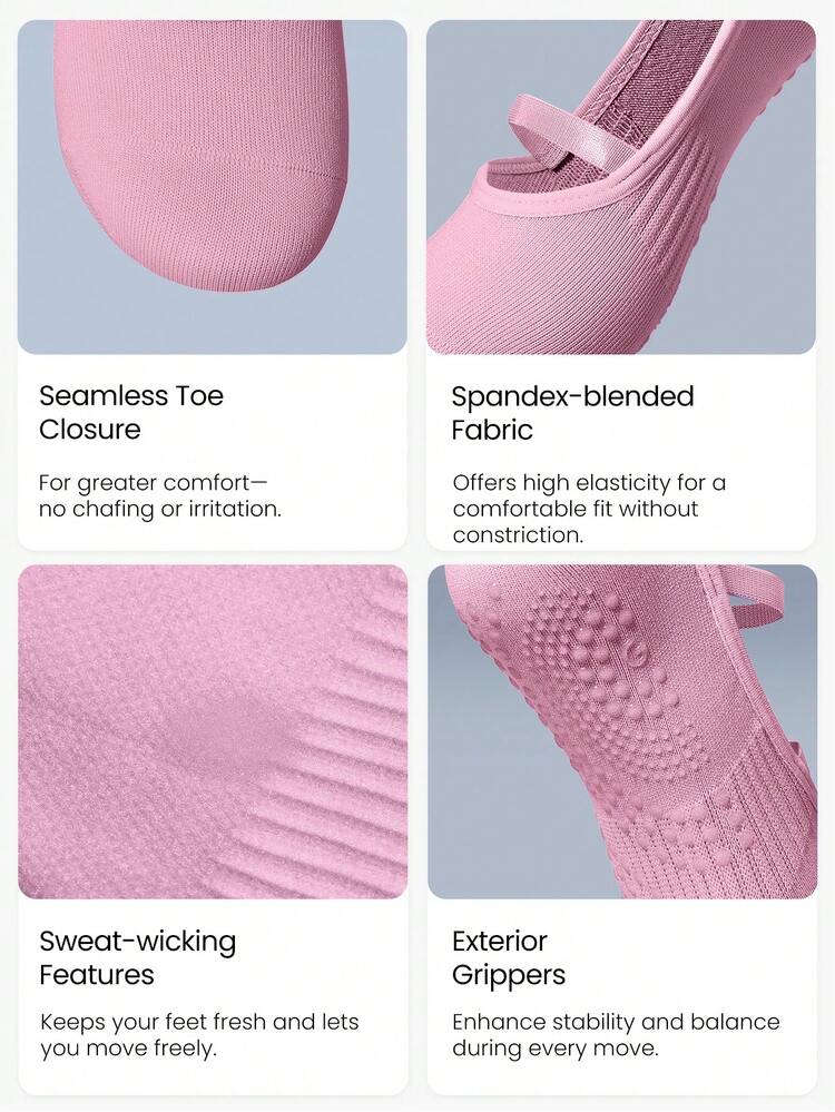 3 Pairs Socks Walk A Mile Soft Ventilated Mesh Grip Studio Workout Daily