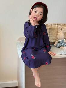 DAZY 女嬰花卉印花休閒舒適居家服幼兒 - 紫色 - 查看 2