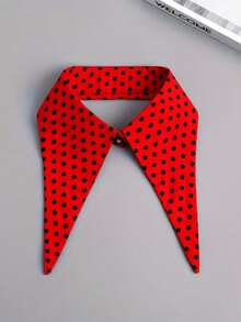 Joivida 红白波点夸张领可拆卸上衣衬衫，时尚吸睛单品，适合假日派对、夜店、秋冬等场合，打造层次感穿搭。 - 紅色 - 查看 6