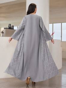 Graceveil 女士阿拉伯风格连体裤，带纹理覆层 - 灰色 - 查看 2