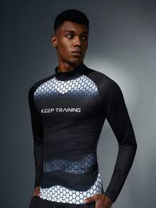 Acti Log Men's Stand Collar Raglan Sleeve Long Sleeve Casual Gradient Breathable Sports T-Shirt Compression Shirt Men - Multicolor - View 4