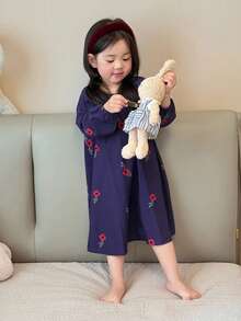 DAZY 女嬰花卉印花休閒舒適居家服幼兒 - 紫色 - 查看 5