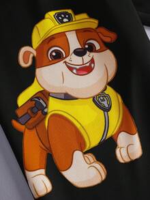 SHEIN | PAW Patrol 2pcs/Set Young Boy Cartoon Puppy Print Crew Neck Long Sleeve Sweatshirt And Long Sweatpants Casual Sports Outfit, Spring/Autumn - Black - View 8