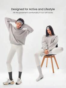 GLOWMODE 3 Pairs Just Relax Ribbed Tube Socks Gym - white + light gray + dark gray. - View 3