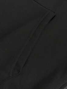 Sudadera con capucha de manga larga blanca elegante para mujer con diseño gráfico, jersey informal de largo regular con cordón y forro cálido. - Negro - Ver 3