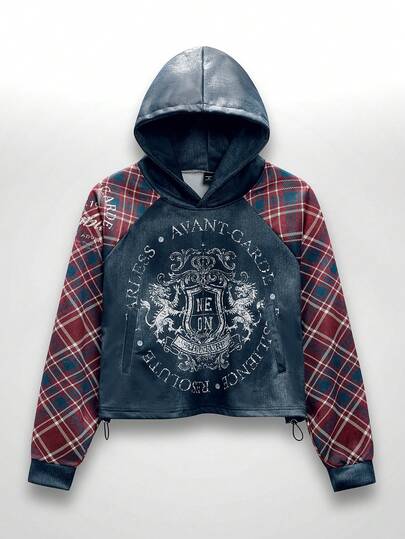 NEON BLANC เสื้อสเวตเตอร์มีฮู้ดลำลองขนาดมาตรฐานสำหรับผู้ชาย, พิมพ์ลายดิจิทัลสีแดงและสีดำ, ฤดูใบไม้ผลิ/ใบไม้ร่วง