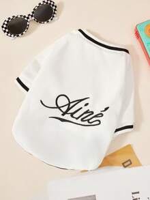 PETSIN Áo hoodie nỉ cho chó và mèo, kiểu dáng thời trang, thêu tiếng Anh, màu trắng, cổ tròn, dáng casual, đẹp mắt. - trắng - Xem 5