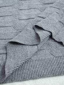 Écloséra Plus Size Solid Color Casual Pullover Sweater, Autumn/Winter - Dark Grey - View 6