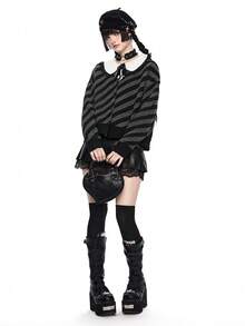 ROMWE Goth 女士哥特风条纹开衫