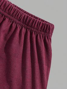 EURMUSE Men's Casual Comfortable Printed Long Sleeve T-Shirt And Pants Pajama Set - Burgundy - View 3