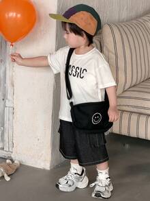 DAZY Toddler Boys' Round Neck English Letter Print Short Sleeve Top - White - View 9