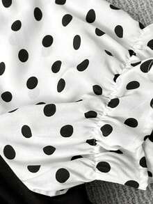 SHEIN Clasi Đầm chấm bi phối mảnh cỡ lớn thanh lịch dành cho người đi làm - trắng - Xem 4