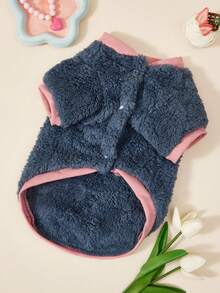 PETSIN 1 pieza Abrigo/Chaqueta azul redonda de doble cara, suave y cómoda, con bordado dulce y lindo para mascotas, perros y gatos - Azul - Ver 7