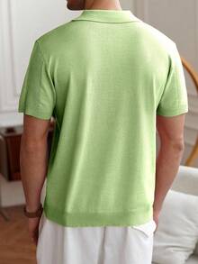 RivetRise Men's Striped Short Sleeve Loose Casual Half-Zip Knit Sweater - Mint Green - View 2