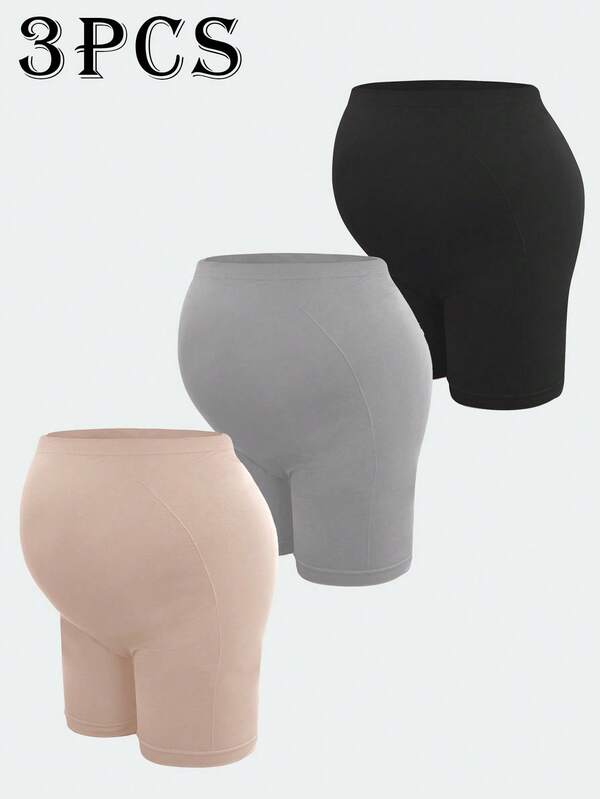 BloomMama 3 piezas/paquete Bragas de maternidad sin costuras y de cintura alta cómodas, diseño minimalista