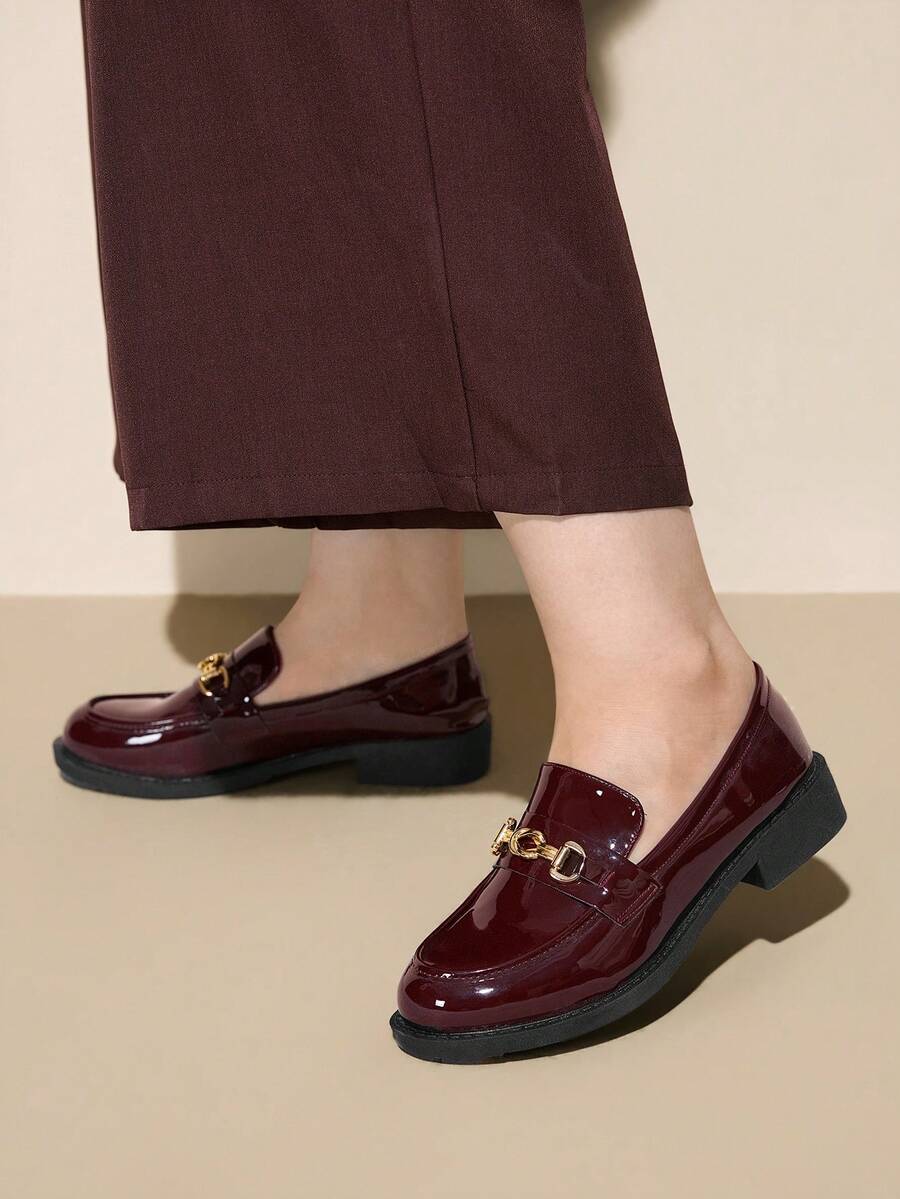 CUCCOO CURVES Mocasines casuales de suela plana y ancha, suela gruesa, color negro, para primavera, vacaciones de primavera y Pascua - Rojo - Ver 1