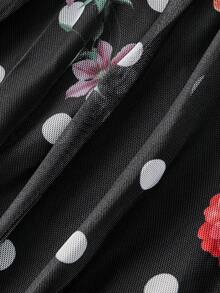 SHEIN MOD 女士时尚性感波点碎花吊带背心，春季情人节上衣，派对上衣，沙滩上衣，优雅休闲上衣，波点上衣，浪漫迷人，千禧风，外出上衣，西部风，乡村风，复古风，夏季度假 - 黑色 - 查看 6