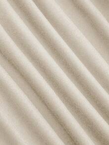 Sweetra 大码女式纯色不对称肩部休闲连体衣，带金属装饰和荷叶边，修身款 - 杏色 - 查看 5