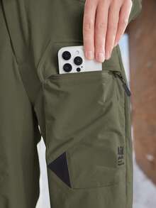 SHEIN In My Nature Women's Outdoor Casual Cargo Hiking Pants, Autumn/Winter - Olive Green - View 2