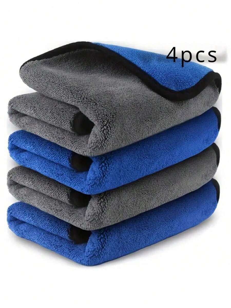 1/4/8/10条装超柔软微纤维绒面汽车清洁毛巾 - 超强吸水，加厚无纺布抛光、清洗和擦干布 - 彩色 - 查看 1