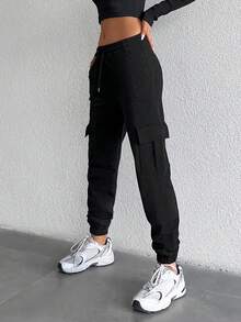 EURMUSE Cotton Women's Drawstring Waist Sweatpants With Flap Pockets