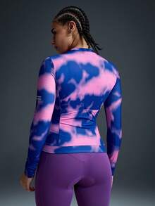 Powerista Women's Letter Print Tie-Dye Zipper Front Cycling Jacket - Purple - View 3