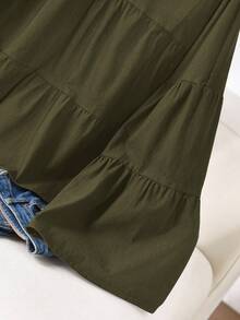 CosyJoli 大码休闲娃娃领喇叭A字宽松圆领衬衫 - 綠色 - 查看 5