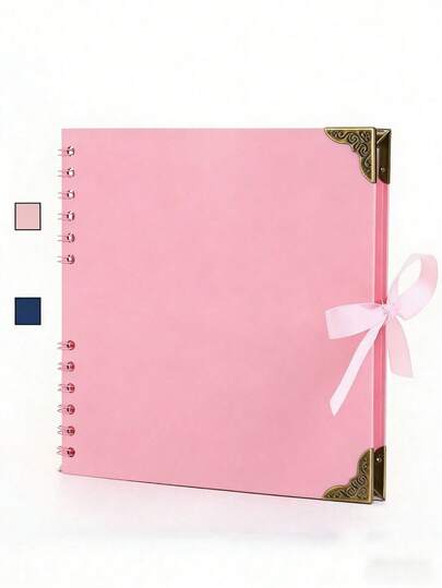 1PC 8x8 Inch Scrapbook Album 60 Pages Blue Pink Memory Book For Wedding Anniversary Family Photos DIY Photo Preservation Memory Keeping Gift Idea