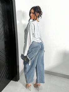 Shopreo Lässige Bluse mit langen Ärmeln, elegant, bequem, süß, ideal für Flughafen, Herbst, Rückkehr zur Schule, Herbst, Winter