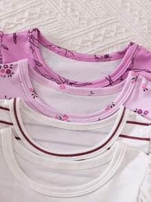 SHEIN Playful Pals 8件套女婴0-3岁春夏休闲日常服装可爱芭蕾女童无袖T恤和短裤8件套服装套装