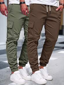 Manfinity Homme 男士休闲撞色工装裤 - 彩色 - 查看 3