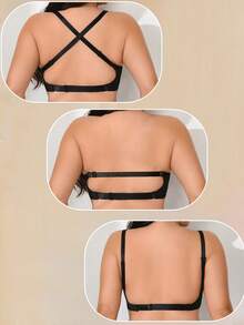 1 Áo ngực không dây thoải mái màu trơn cỡ lớn dành cho nữ - màu đen - Xem 2