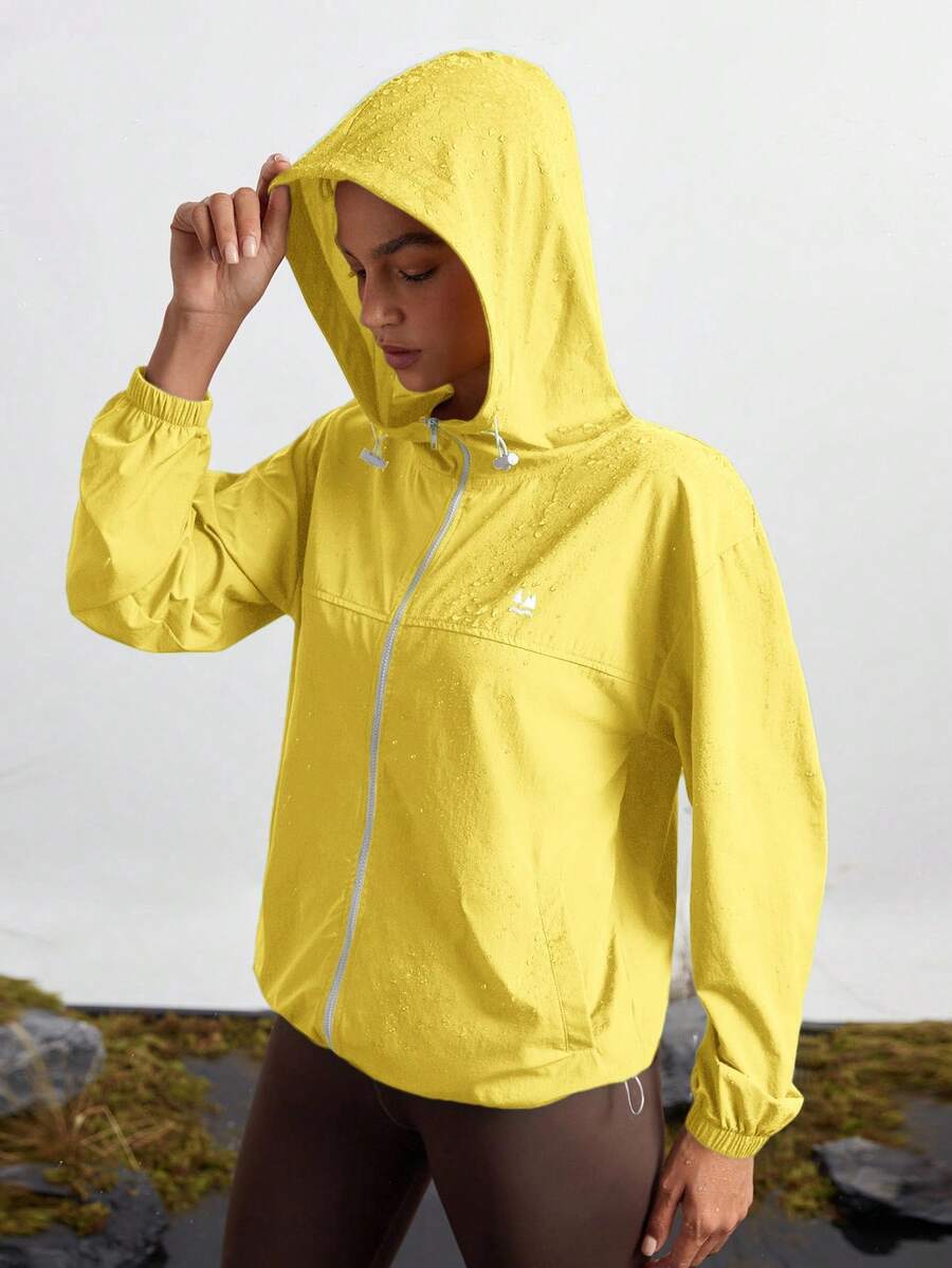 In My Nature Women's Waterproof Long Sleeve Zip-Up Hooded Outdoor Jacket - Yellow - View 1