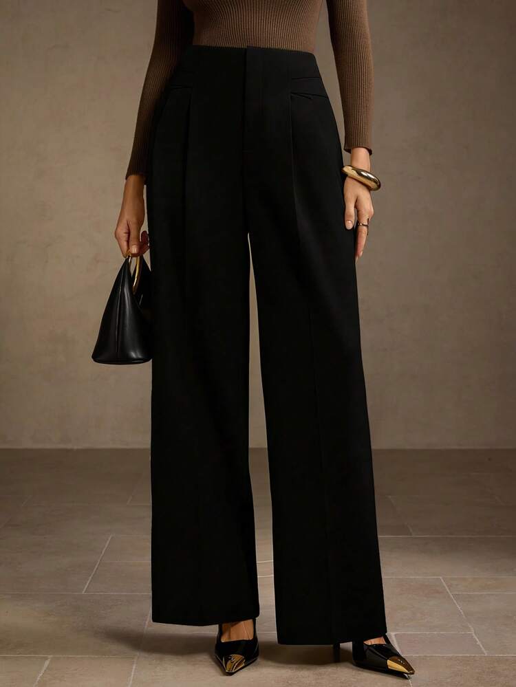 ELEGANT COMMUTER STRUCTURED STRAIGHT LEG DRESS PANTS