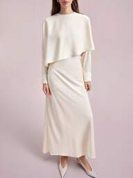 Ontre 2026 New Spring/Summer Women's Woven Fabric Dress, Waist Cinching Design, Apricot Color, Loose Fit, Asymmetric Design, Office/Vacation/Back To School Casual Lightweight Dress, Fashion Versatile Dress