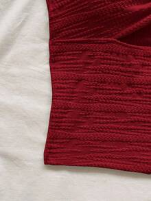 Soleia 女士度假风海星纹理镂空抹胸露脐上衣，性感适合派对、约会、下午茶、海滩等夏季穿着，黑色无肩带可爱抹胸上衣 - 酒紅色 - 查看 4