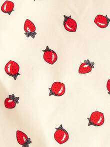 PETSIN 1件宠物狗毛绒棉质外套，保暖舒适，红色草莓图案印花，可爱高领可拖拽狗狗四肢连体衣外套 - 草莓白色 - 查看 9