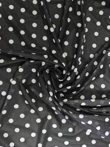 Swim Vcay 2026新款黑色底白色波点网纱泳衣罩衫，深V领露背设计，复古沙滩风 - 黑與白 - 查看 7