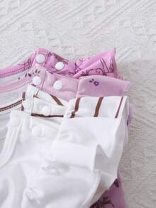 SHEIN Playful Pals 8件套女婴0-3岁春夏休闲日常服装可爱芭蕾女童无袖T恤和短裤8件套服装套装